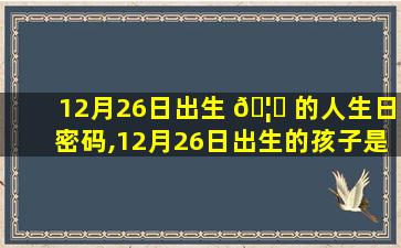 12月26日出生 🦉 的人生日密码,12月26日出生的孩子是什么星座